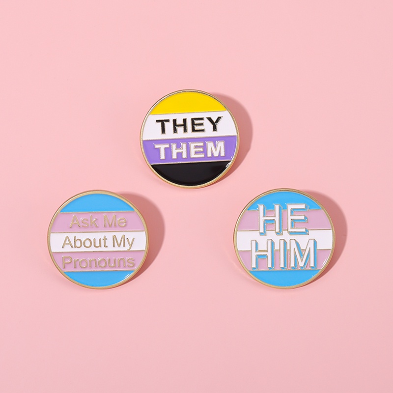 Bros Pin Enamel Desain Kartun HE HIM THEY THEM THEM Untuk Hadiah