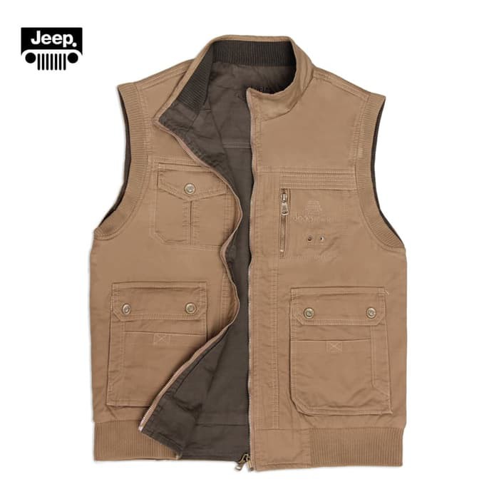 Bagus Sesuai Formal Kerja Murah Rompi Pria Vest Cowok Katun Casu YO294  Jeep Outdoor Bolak Balik /