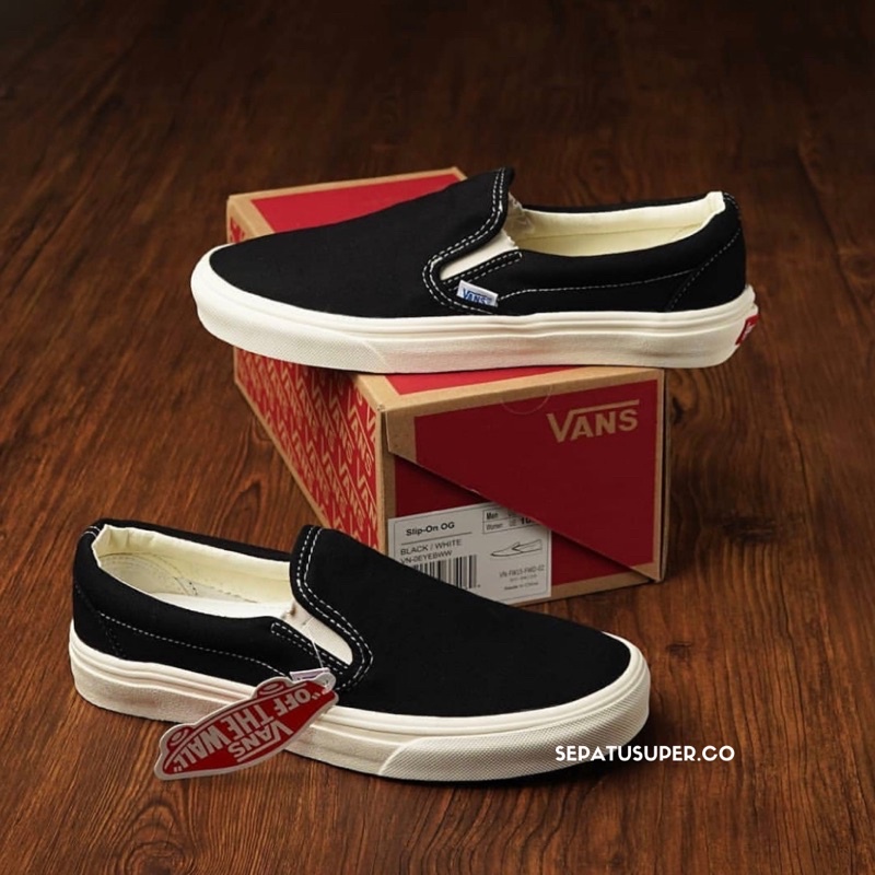 SEPATU VANS SLIP ON OG BLACK WHITE - sobwog-1