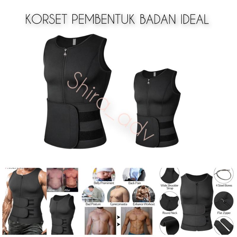 Korset Pembentuk Badan Pria Ideal Shaper West Trainer Fat Burner