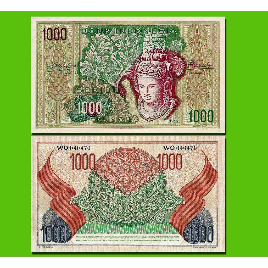 Uang Kuno 1000 Rupiah seri kebudayaan Tahun1952 semi polymer  Souvenir Replika Repro