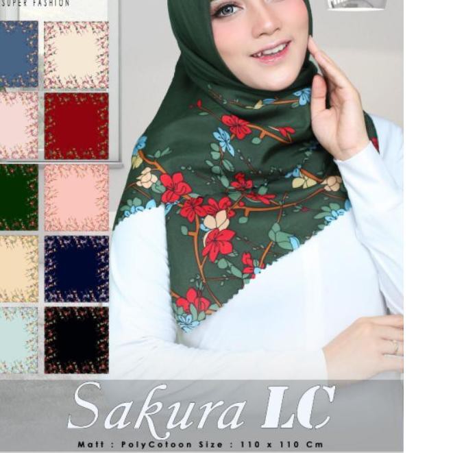 >COD.E-0737 Jilbab Sakura LC lasercut motif terbaru murah Grosir Hijab Segiempat terbaru azara pol