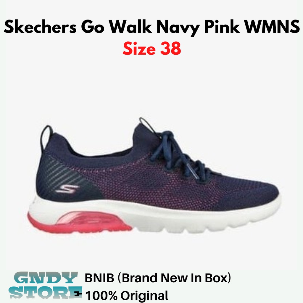 Sepatu Sneakers Wanita Skechers Go Walk Air 124071/NVPK Navy Pink Original BNIB 100%