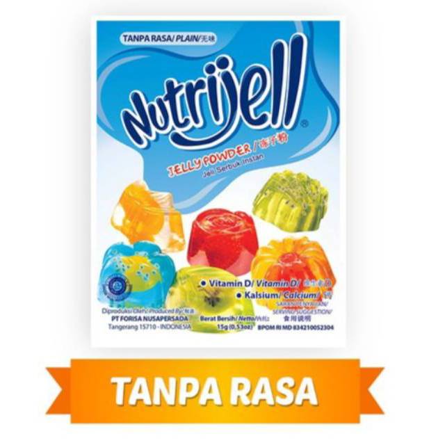 Tepung serbuk agar jelly NUTRIJELL nutrijell tanpa rasa (PLAIN) 15gr