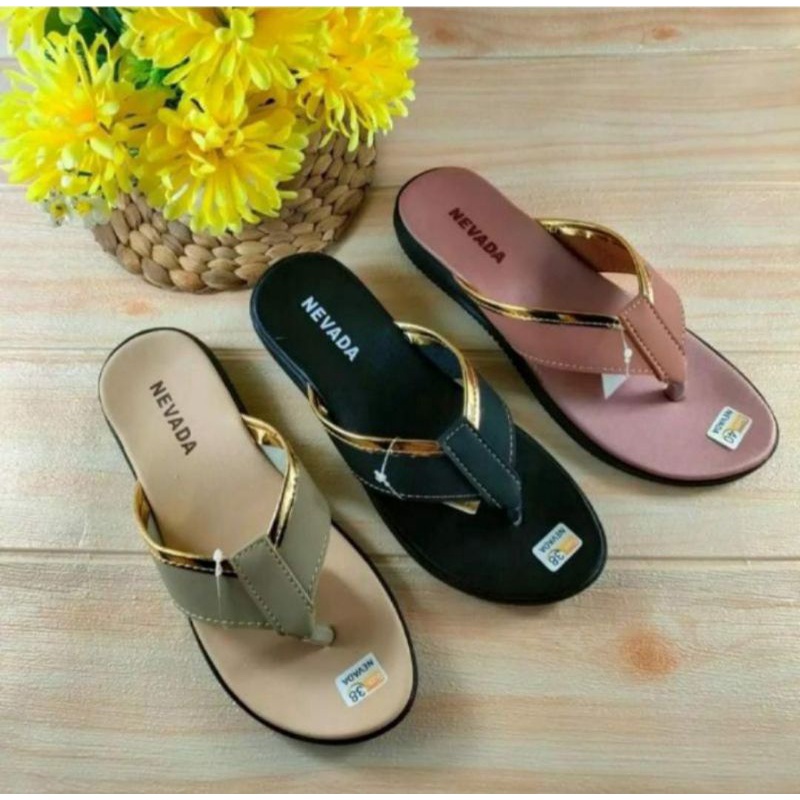 Sandal Nevada Wanita Model Jepit Emas Kode RM/ Sandal Wanita/ Sandal Jepit Wanita/ Sandal Nevada Ter