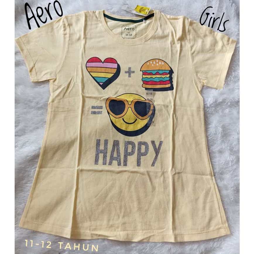 AERO GIRLS atasan kaos wanita lengan pendek umur 11 12 Tahun original branded matahari katun anak pe