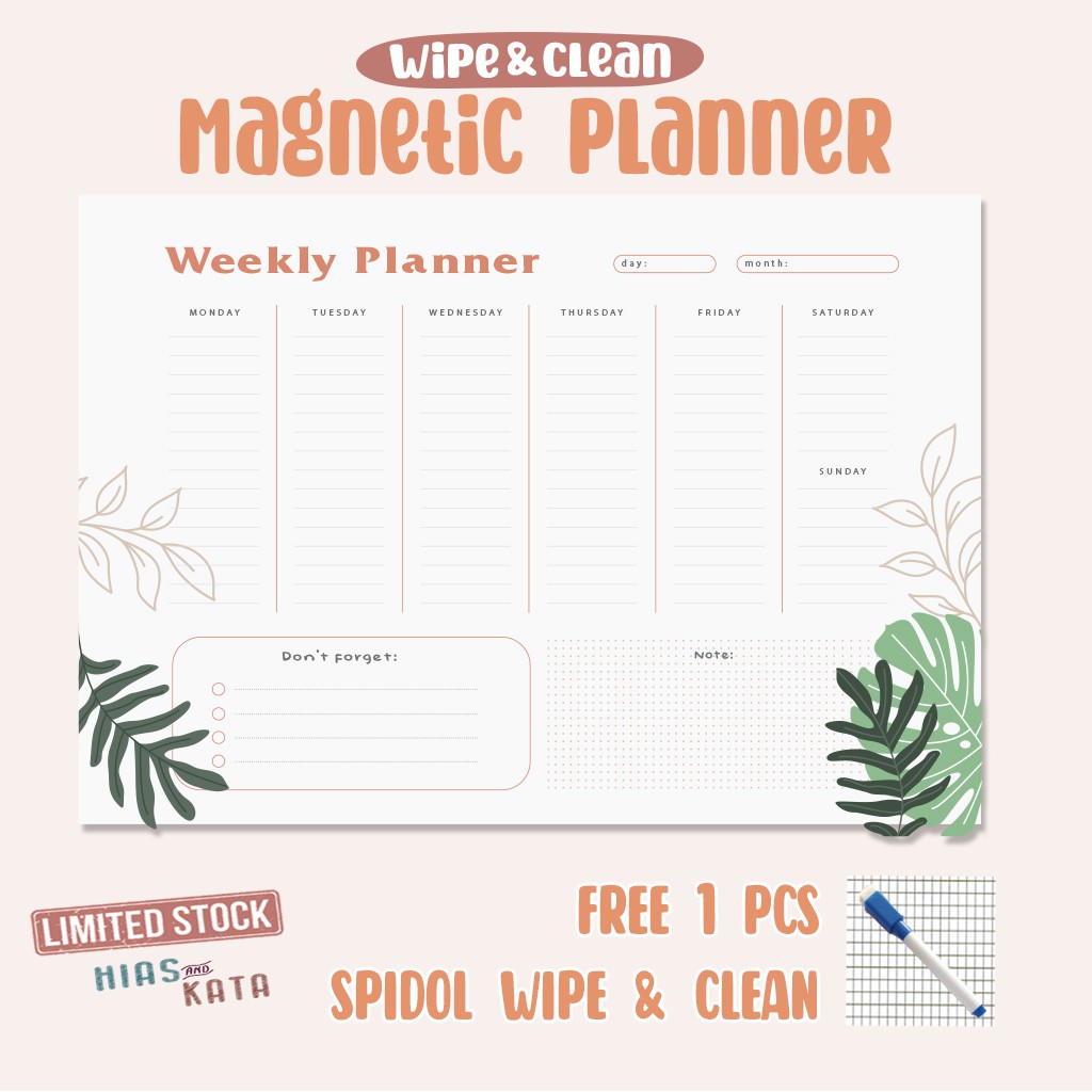 

Daily Planner magnetic weekly planner magnet tropical (free 1pcs sipdol)