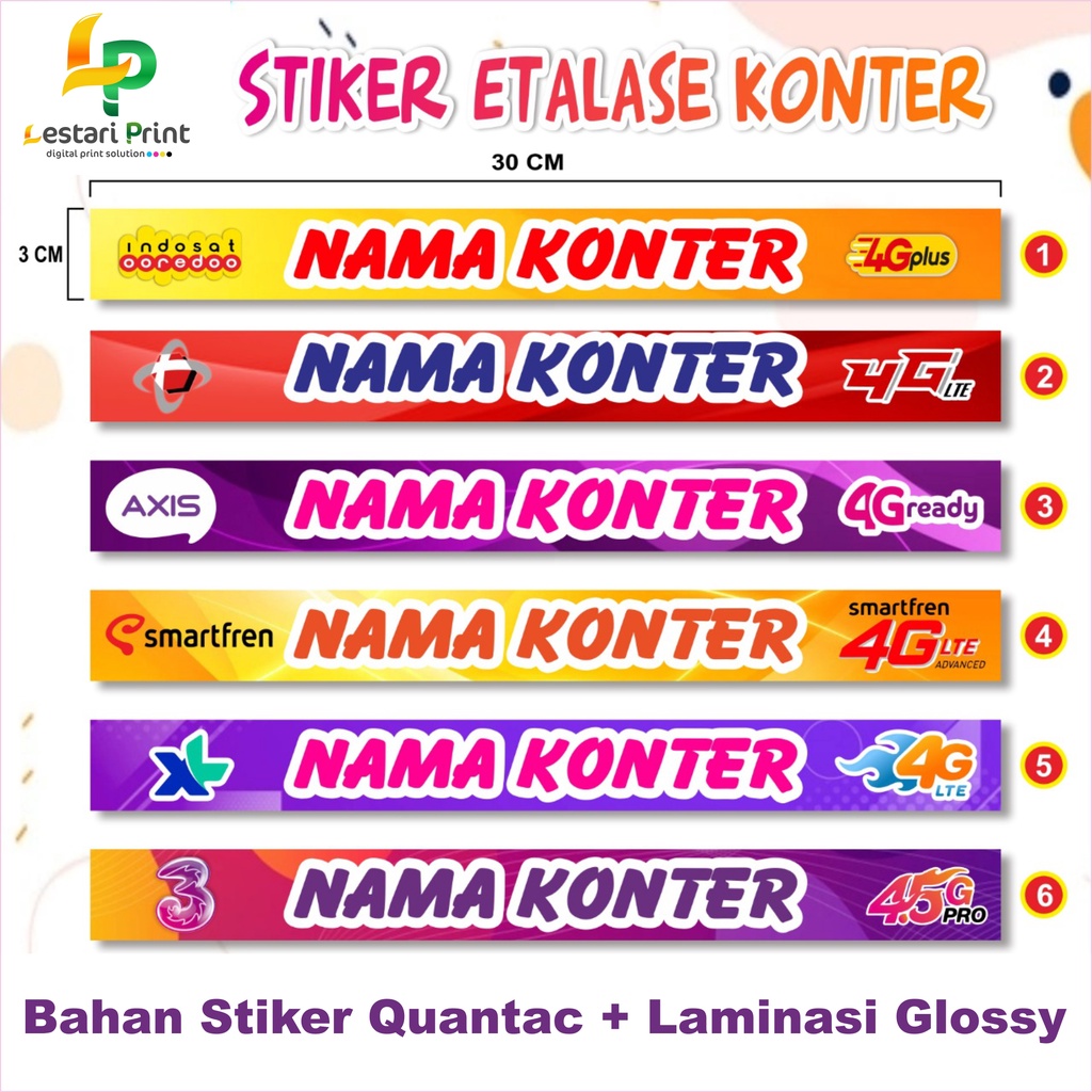 STIKER ETALASE KONTER CUSTOM TERBARU | MINIMAL ORDER 15 PCS | STIKER KONTER | LESTARI PRINT