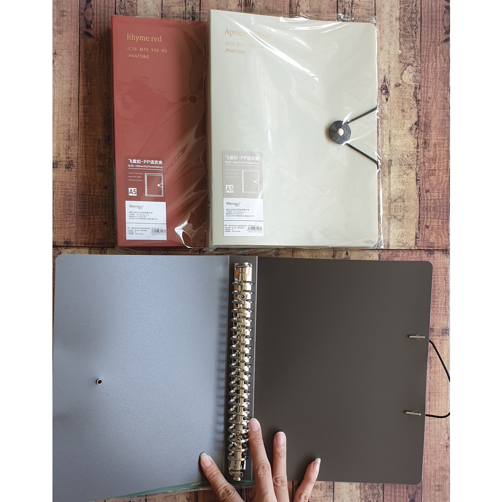 Map Binder Wengu A5 B5 Muji Style Tali Karet Samping  - Binder Note 20 26 Ring Besi A5 B5 20H3