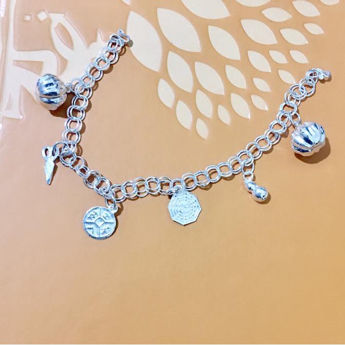 Gelang kaki bayi perak pakwa lonceng labu AP158