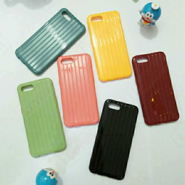 Casing HP Oppo A1K Realme C2 Soft Case Koper Polos Garis