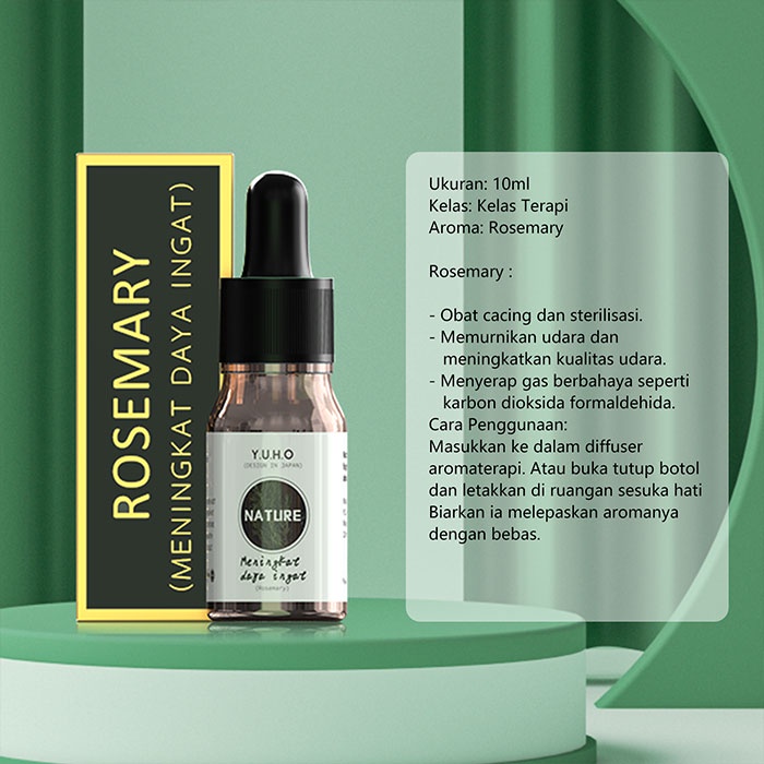 YUHO Diffuser humidifier mobil portable essential oil reed hampers safe care aromatheraphy pembersih udara Pelembab minyak esensial aromaterapi parfum pengharum uap ruangan air purifier penyejuk infuser minimisk-Y-Rosemary