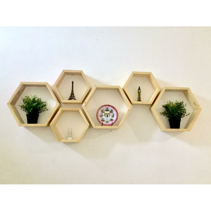 Hexagonal Kayu Hiasan Dinding
