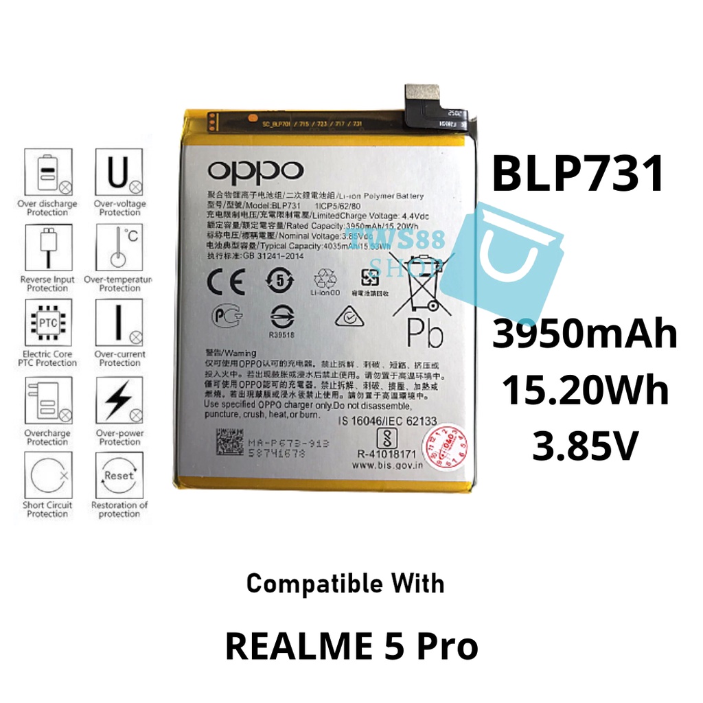(TWS) Batre Battery Baterai Original Oppo BLP731 Realme 5 Pro
