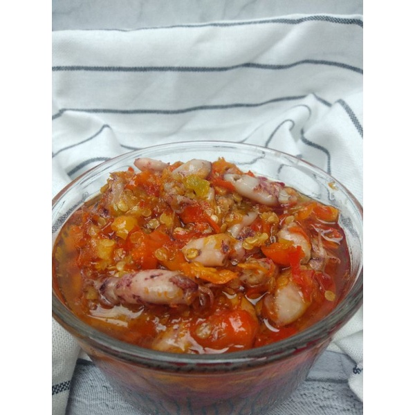 

Sambel Baby Cumi Lauk Instan Pedas Sambal Cumi Kemasan Ekonomis