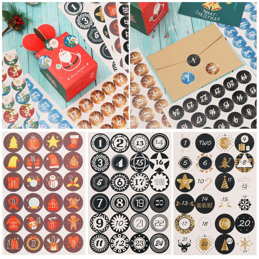 Stiker Kertas Kado Nanas DIY Package Label Paket Biskuit Merry Christmas Advent Nomor Kalender