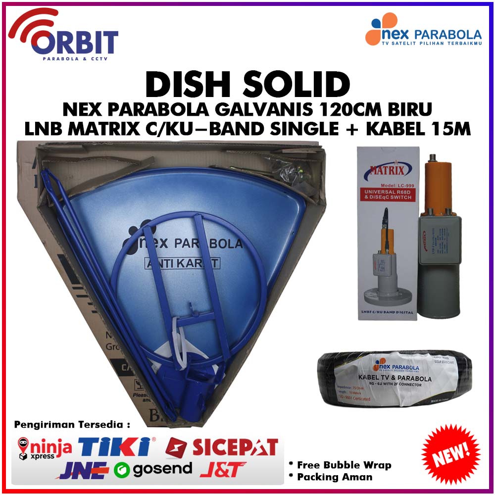 DISH SOLID NEX PARABOLA GALVANIS 120CM+ LNB CKU-BAND SINGLE+ KABEL 15M