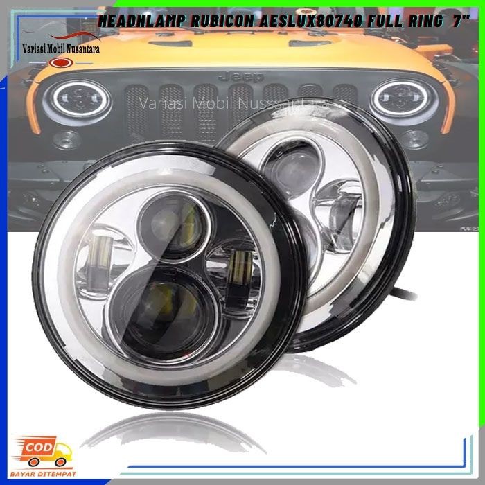 Lampu Led Utama Bulat Depan Sorot Headlamp Variasi Mobil Rubicon Jeep