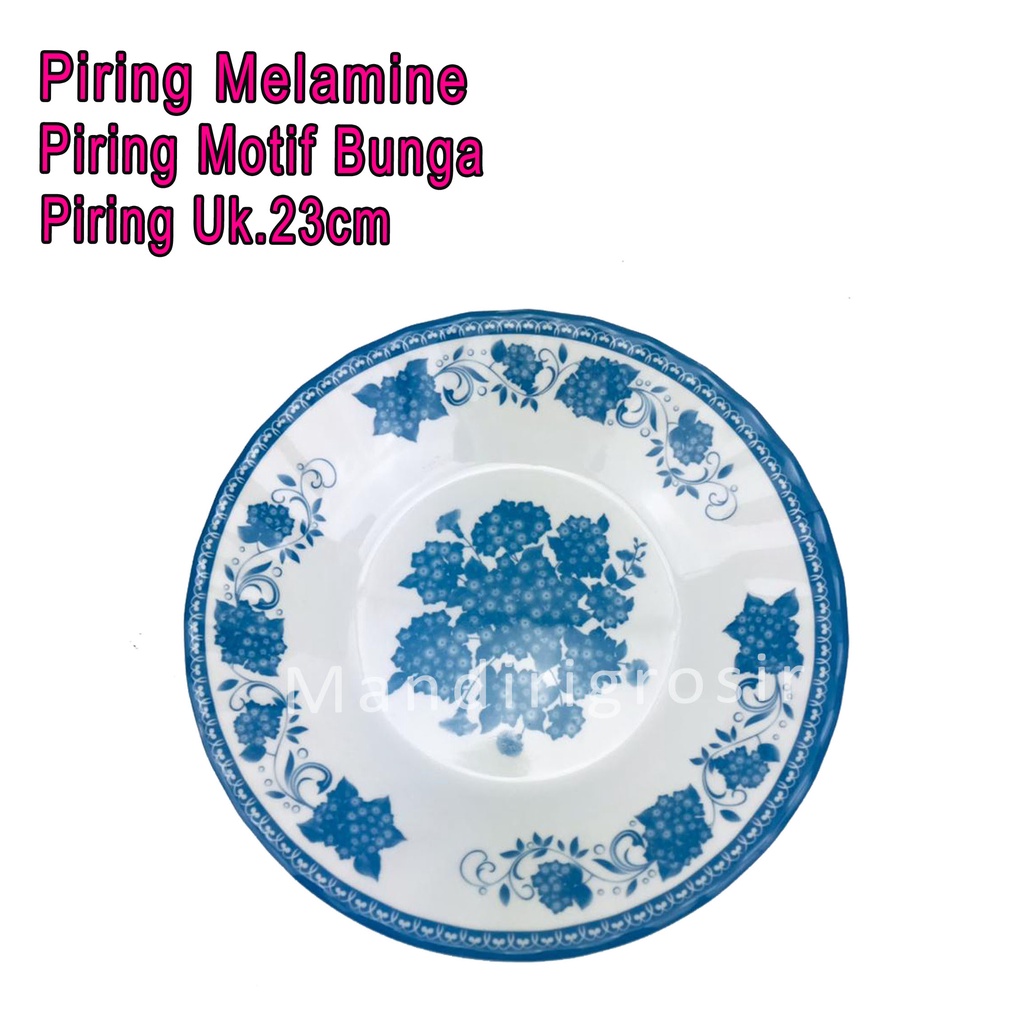 Piring Hugi *Piring Melamine * Piring Motif Bunga * Uk.23cm