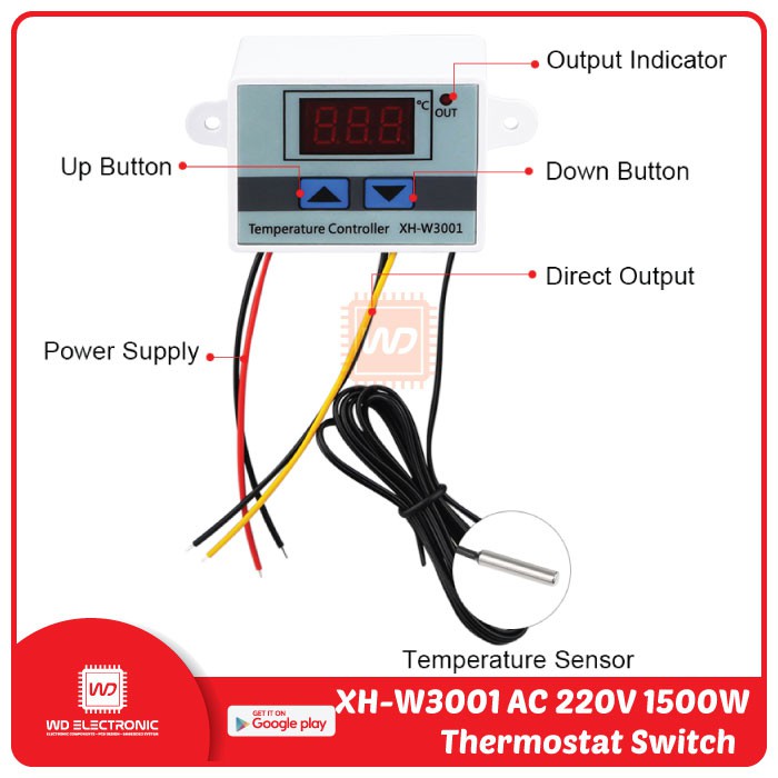 XH-W3001 AC 220V 1500W Digital Microcomputer Thermostat Switch