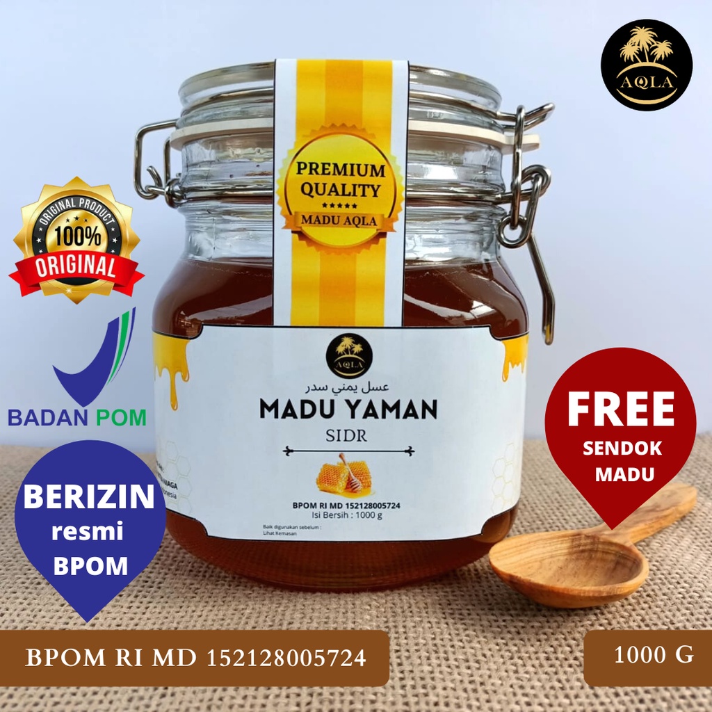 MADU YAMAN SIDR BPOM / MADU ASLI / MADU SIDR FAKHIR PREMIUM KEMASAN 1KG FREE TONGKAT MADU