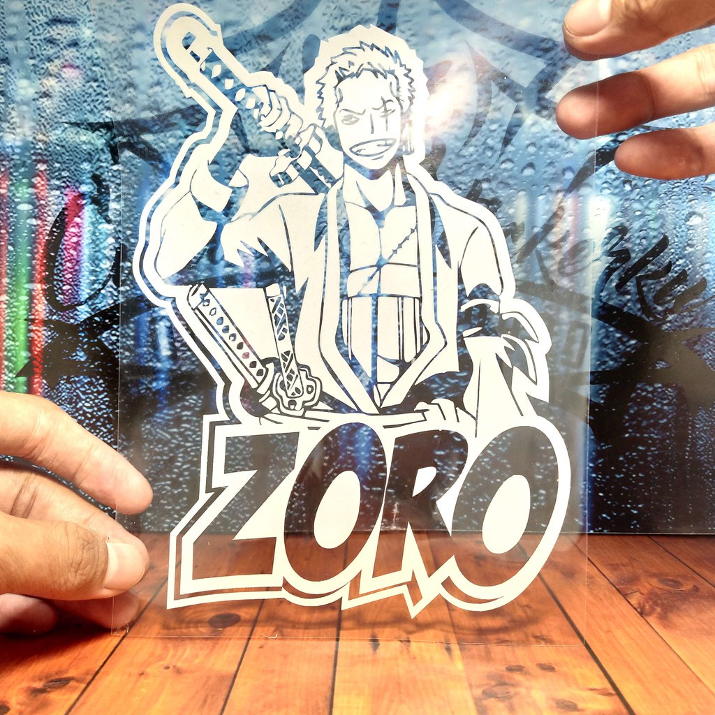 Cutting Stiker Zoro One Piece Variasi Motor Mobil Sticker Timbul Keren Nyala Dasbor Spakbor Visor Body Kaca Helm Laptop Hologram Reflective Tahan Air Bodi Samping Nama Jepang Scoopy Vario Beat NMAX PCX Vespa Aesthetic Pickup Anime Windshield Kustom Modif