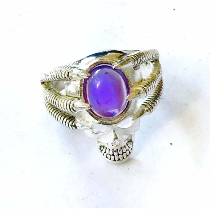 cincin batu permata//cincin silver China motif tengkorak //cincin pria