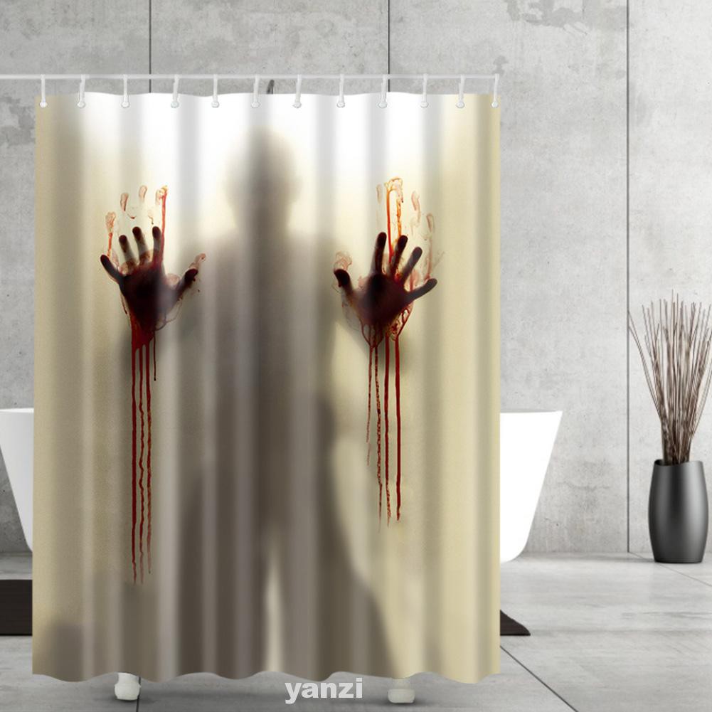 Bathroom Horror Polyester Printed Shower Curtain Shopee Indonesia