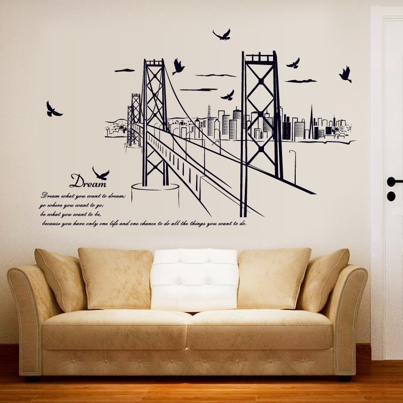 Reliza Wall Sticker San Francisco Bridge Stiker Dinsing Jembatan Kota LDR