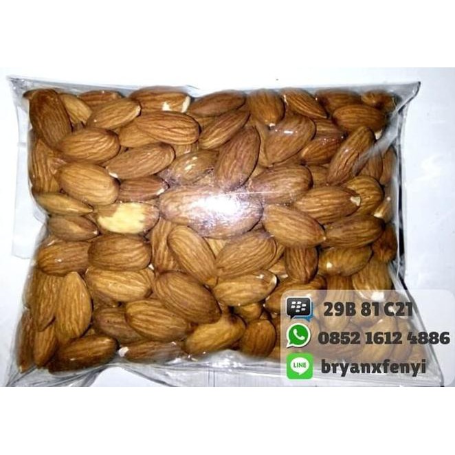 

3jca kacang almond original roasted almon panggang kupas kulit 250 gr 1/4kg dkz1