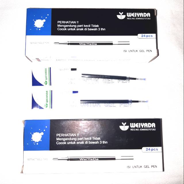

(ISI 24)Refill/Isi/Tinta pulpen/bolpen/ballpen/ballpoint cetekan/click Gel 0.7 Weiyada(BIRU/HITAM)