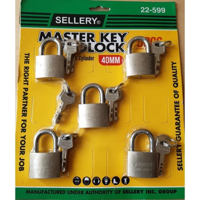 SELLERY - Gembok Master Key 40mm - Gembok Set 5 pcs 40mm