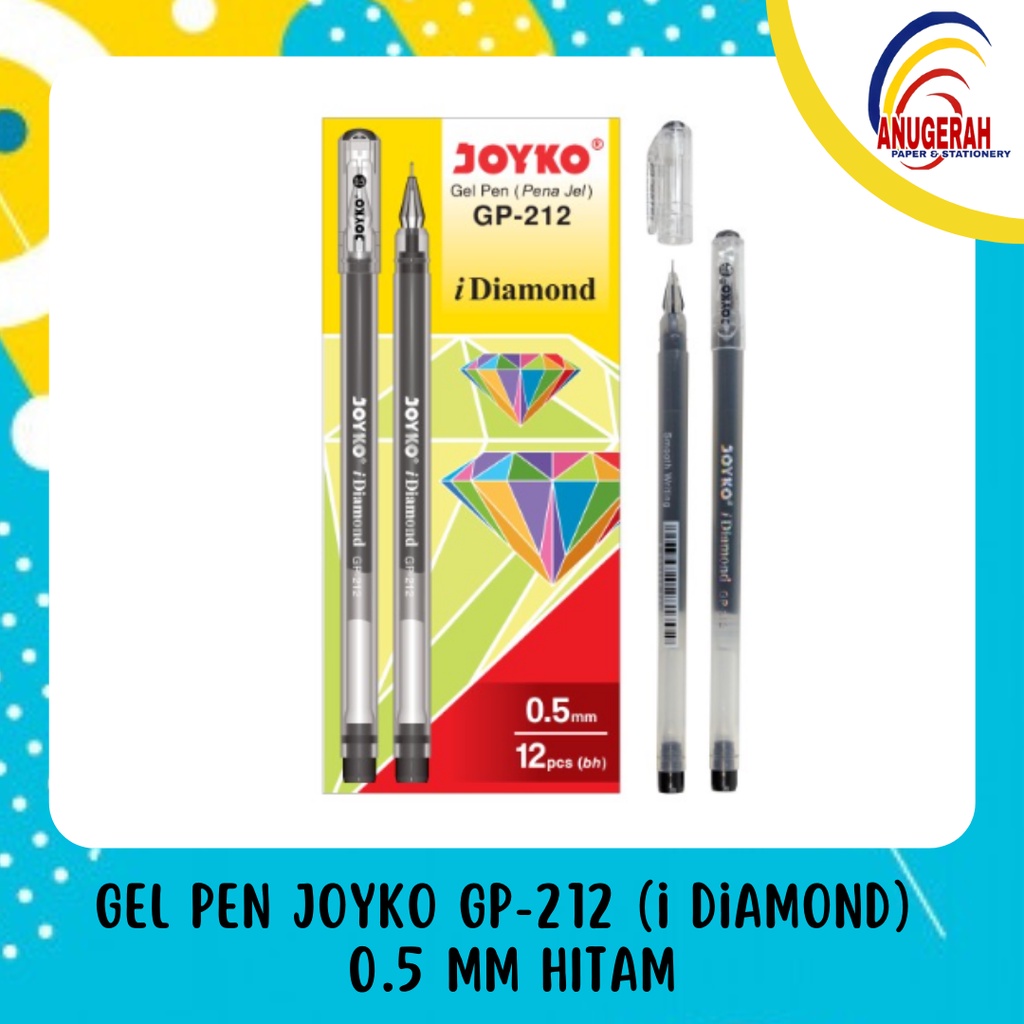 

GEL PEN JOYKO GP-212 (i Diamond) 0.5 MM Hitam (LSN)
