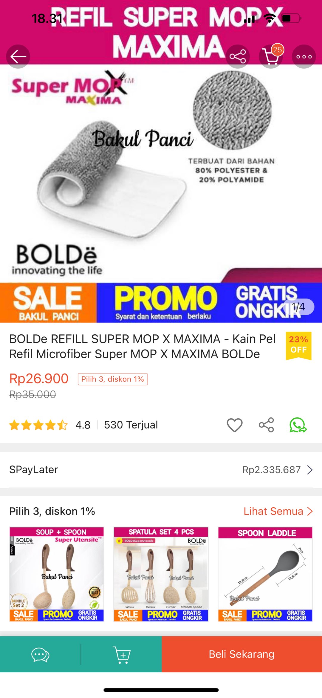 Bolde Refill Super Mop X Maxima - Kain Pel Refil Microfiber Super Mop X Maxima Bolde