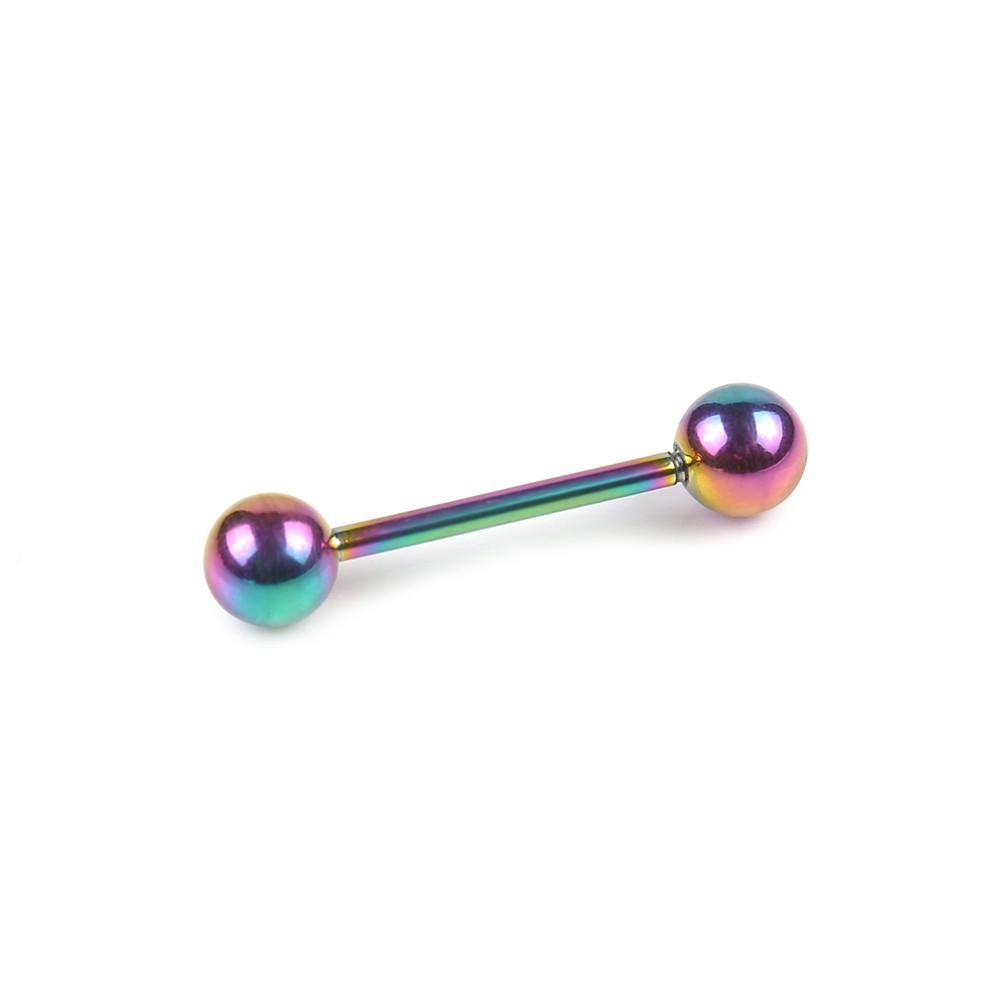 【TERSEDIA &amp; COD】7pc 14G Bedah Baja Barbell Bar Tongue Ring Pier Stud Piercing Warna Yang Berbeda Baru