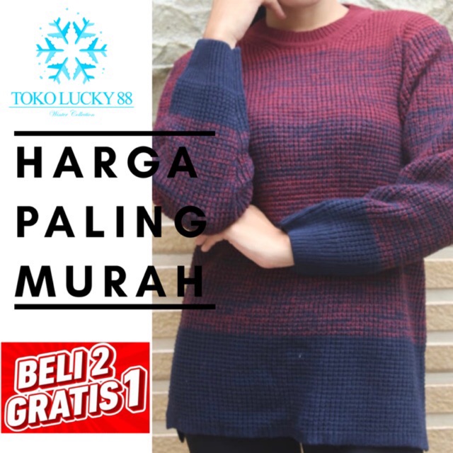 IMPORT BELI 2 GRATIS 1 Sweater Rajut Wool Musim Dingin Infinity Baju Winter James