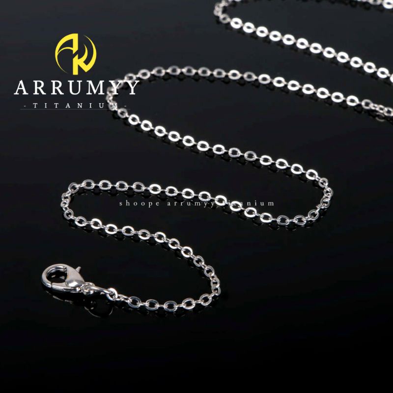 ARRUMYY kalung pria rantai titanium silver perak kecil panjang 45cm 50cm 60cm original anti karat