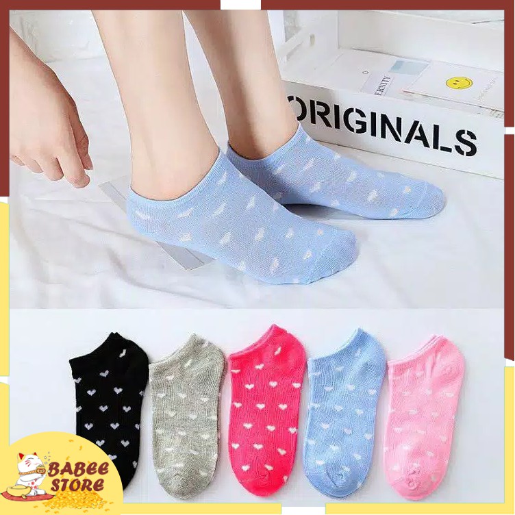 KAOS KAKI WANITA / KAOS KAKI CEWEK / KAOS KAKI ANKLE SEMATA KAKI IMPORT MOTIF POLOS GARIS LOVE LUCU