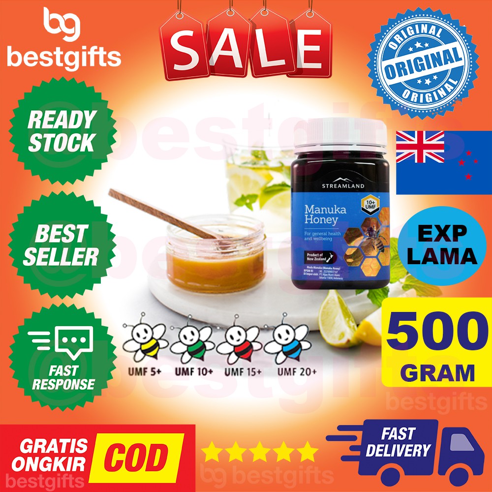 STREAMLAND MANUKA HONEY MADU 10+ UMF 10 ANTI BIOTIK BAKTERI RADANG PERUT DIARE TENGGOROKAN 500 GRAM