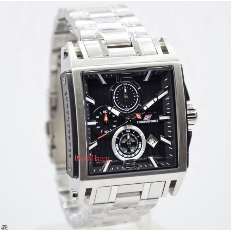 WatchHappy Chronoforce 5312 5312G CF 5312 Men Watch Sport Silver Black Chronograph Stainless Origina