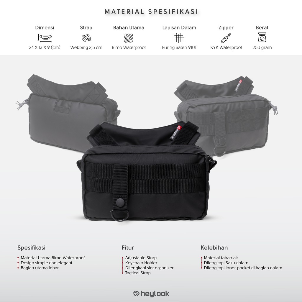 HEYLOOK Project - Tas Selempang Pria Sling Bag Pria ARCO Anti Air Waist Bag Pria Waterproof