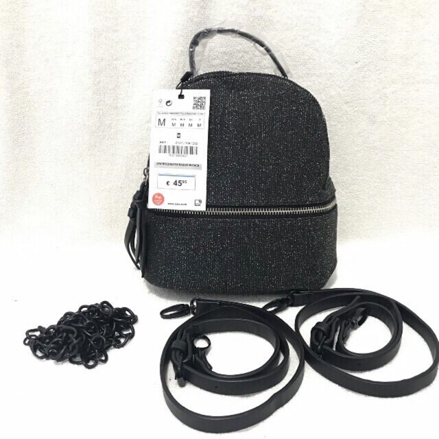 ZARA GLITTER Backpack Wanita Tas Kulit Import