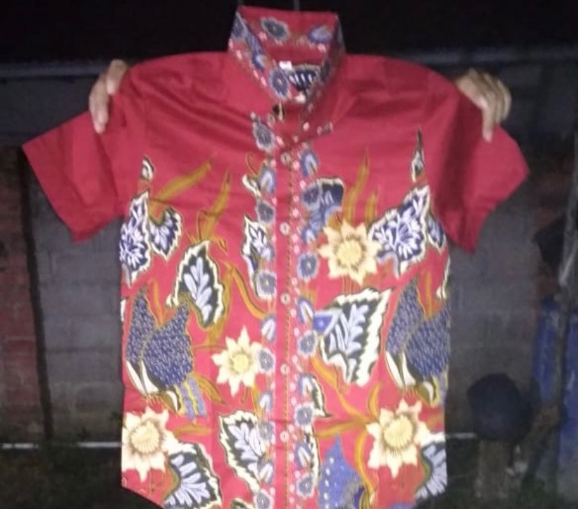 Dress/kemeja Batik Anak Aci Red/ Seragam Batik Anak