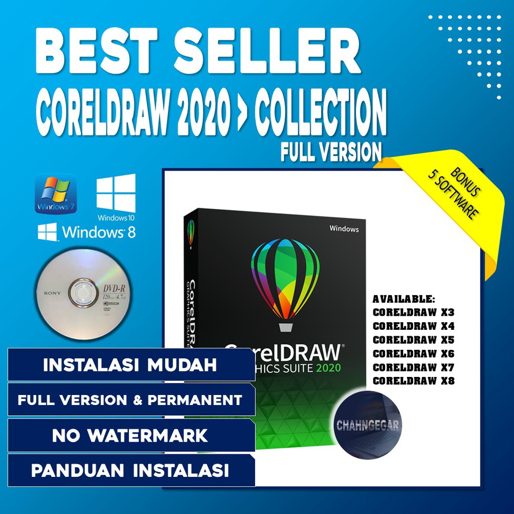 DVD | CORELDRAW 2020 FULL VERSION | Software Komputer Laptop Graphics Suite Vector Grafis Multimedia