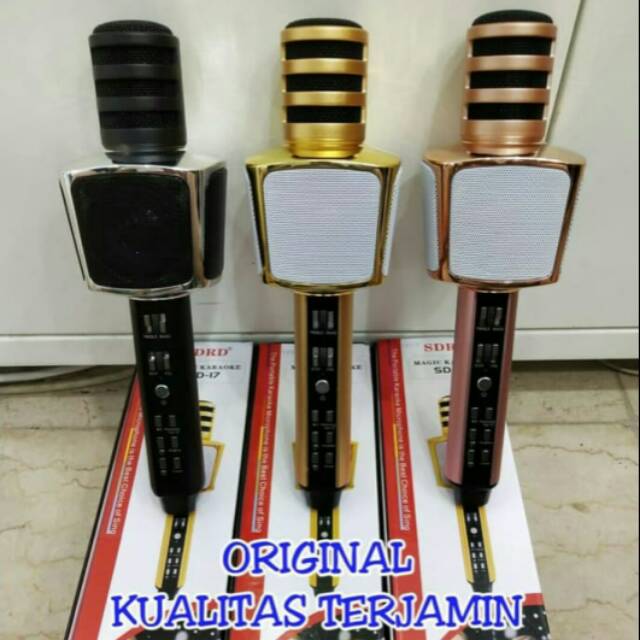 MIC BLUETOOTH ORIGINALSDRD SD17/MIRCOPHONE WIRELESS KTV MAGIC KARAOKE PORTABLE MIC SPEAKER SMULE