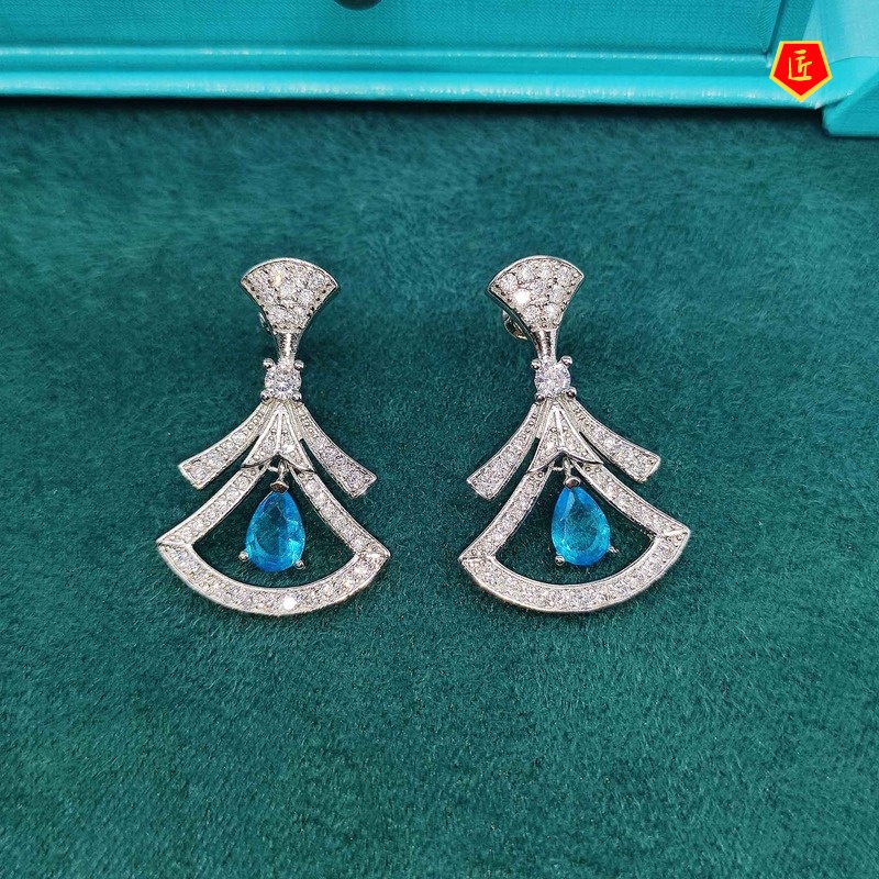 [Ready Stock]Women's High-Grade Emerald Necklace Set Ear Studs