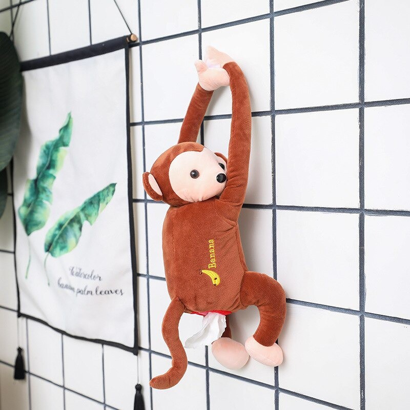 EAFC Tempat Tisu Mobil Cartoon Monkey Car Hanging Tissue Box - EA311 - Brown