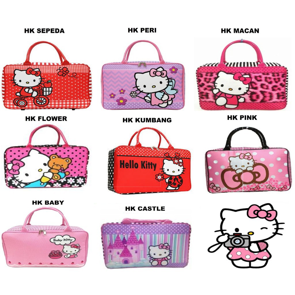 [PA] TRAVEL BAG SUPER KANVAS UKURAN BESAR (TAS KOPER JINJING/TAS RENANG) KARAKTER HELLO KITTY - TA001