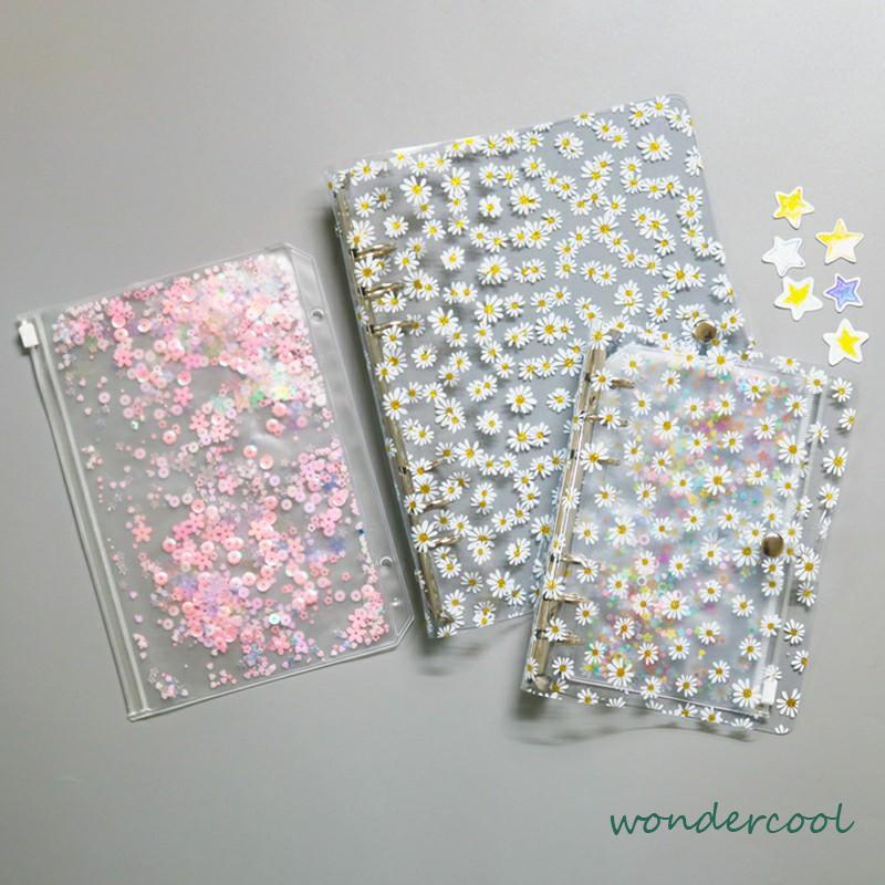 Buku Notebook / Catatan / Diary A6 Cover PVC Transparan Motif Bunga Daisy -Won