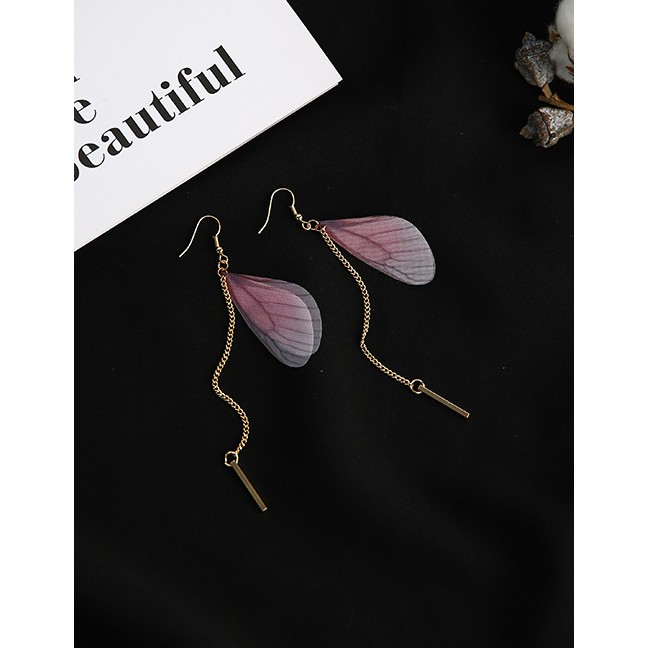 LRC Anting Gantung Fashion Pink Wing Shape Decorated F07168